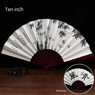 Evantai pliabil antic de 10 inch, stil chinezesc, pentru bărbați, evantai pliabil din mătase de vară pentru bărbați, evantai portabil din bambus, Hanfu