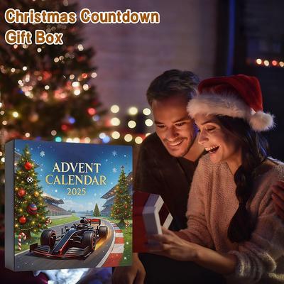 Adventný kalendár 2025 s 24 mini modelmi áut, zberateľský výstavný box pre pretekársku dráhu pre fanúšikov, dokonalý darček na odpočítavanie do Vianoc