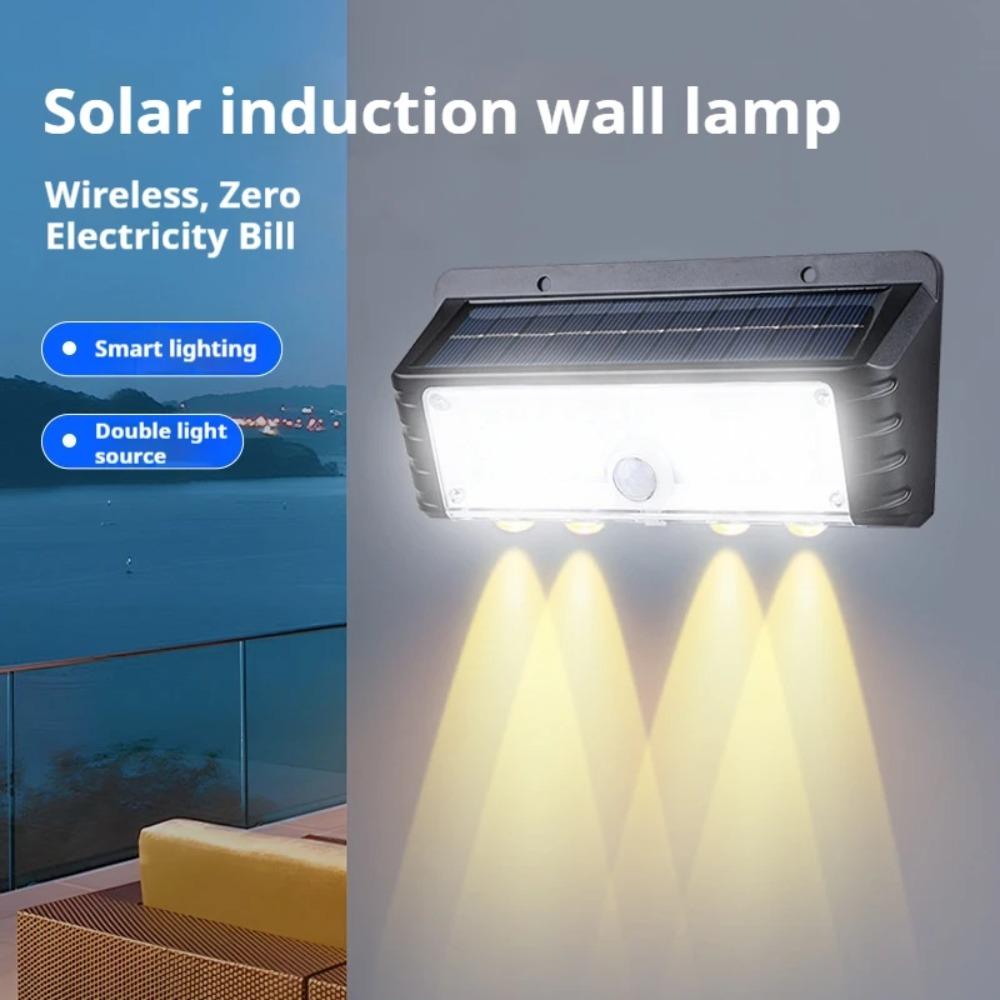 Solar Wall Light with Human Body Induction, Waterproof Outdoor LED Garden Wall Lamp, Motion Sensor Security Lighting for Yard Patio Street Fence