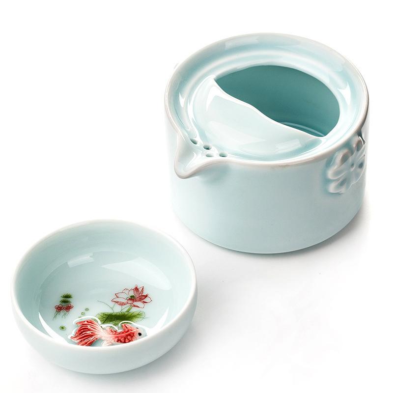Ceramics Tea Set Include 1 Pot 1 Cup, High Quality Elegant Gaiwan,beautiful And Easy Teapot Kettle,kung Fu Teaset