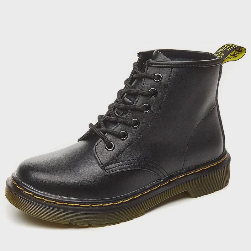 Classic Retro British Style 1460 Martin Boots - Flat Six-Hole Genuine Leather Motorcycle Short Boots with Thick Soles.
