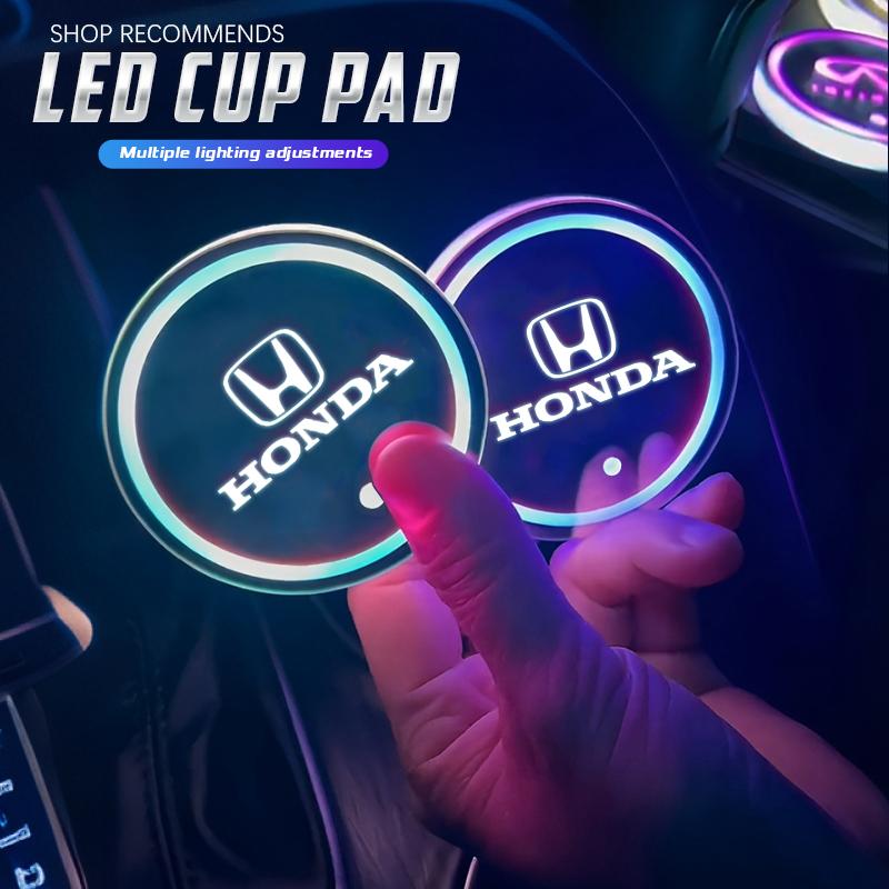 LED Car Emblem Water Cup Pad Rechargeable Coaster For Honda Civic Accord Crosstour Spirior Odyssey Avancier UR-V Sienna Elysion aii256