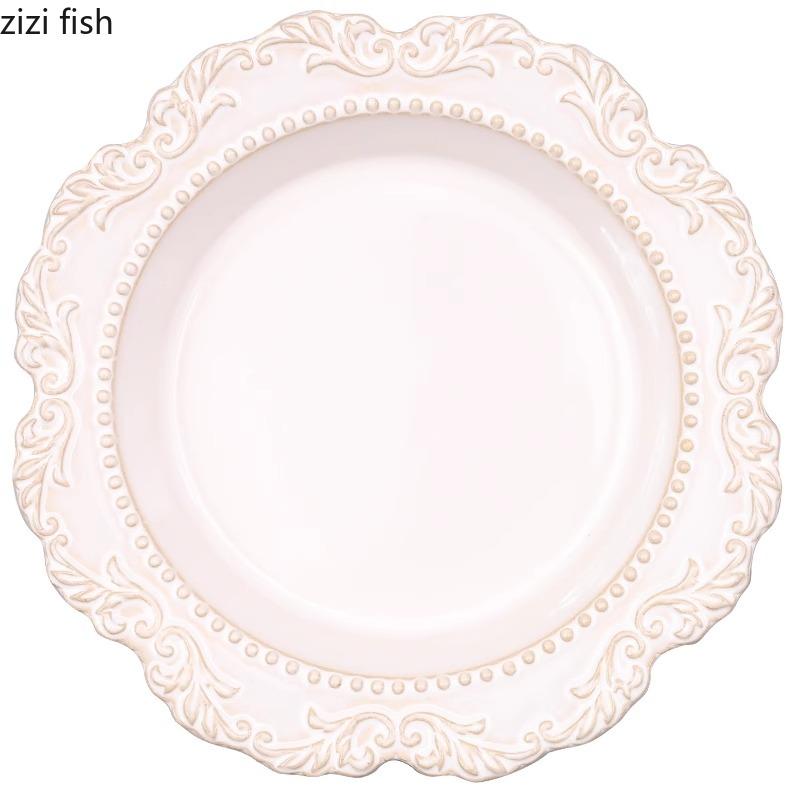 Vintage Relief Ceramic Tableware Restaurant Creative Steak Plate Dessert Dish Sushi Dish Soup Plate Snack Bowl Mug Tableware Set