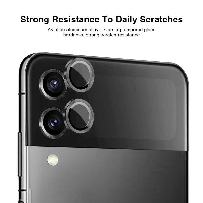 Luxury High-end Metal Ring HD Camera Lens Film for Samsung Galaxy Z Flip 7 6 5 4 3 Anti-scratch Tempered Glass Lens Protect Case