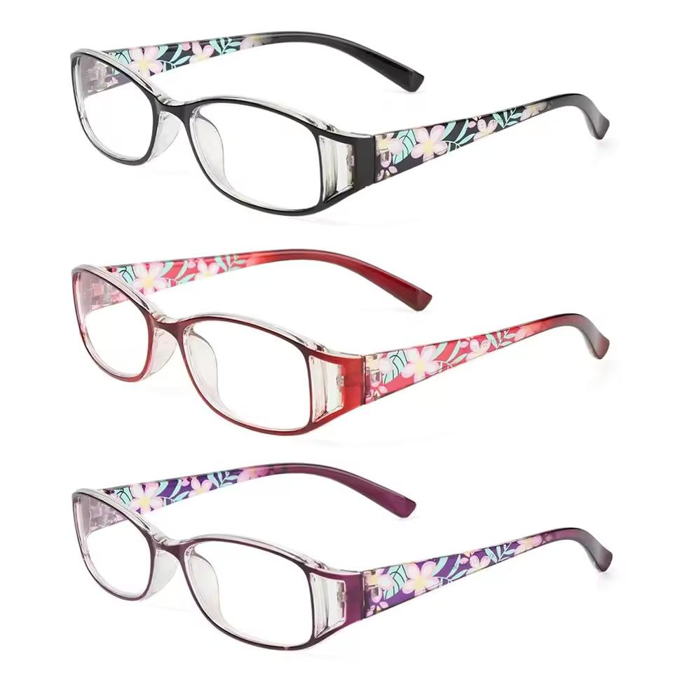 Elegante Lesebrille mit Druck Unisex Ultraleicht HD Klare Gläser Weitsichtigkeitsbrille Fasion Damen Blumen Bequeme Brille