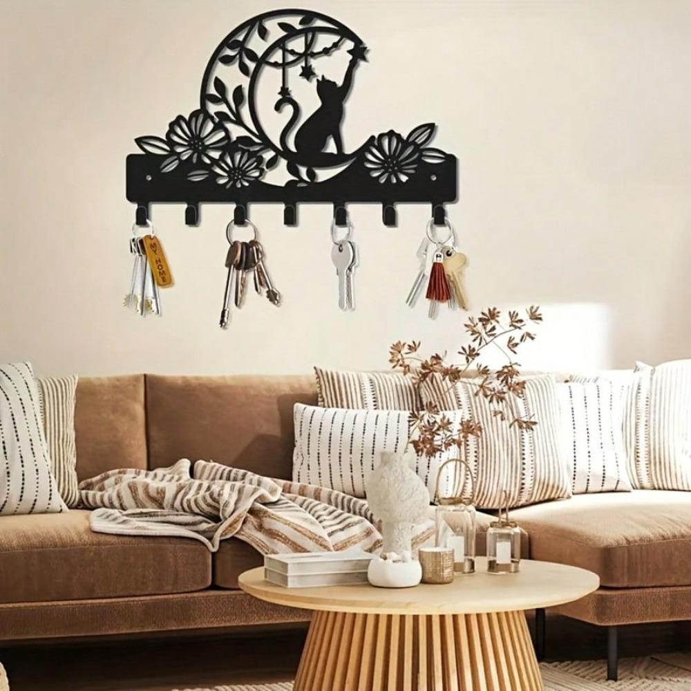 Bird on Branch Metal Wall Hook Set 7 Prong Coat Key Rack Nature Inspired Decorative Organizer for Entrance Hall Bedroom Living Room