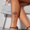 High-End-Schlichtheit, Lotos-Totem unter dem Mond, Tattoo-Aufkleber für Rücken und Beine