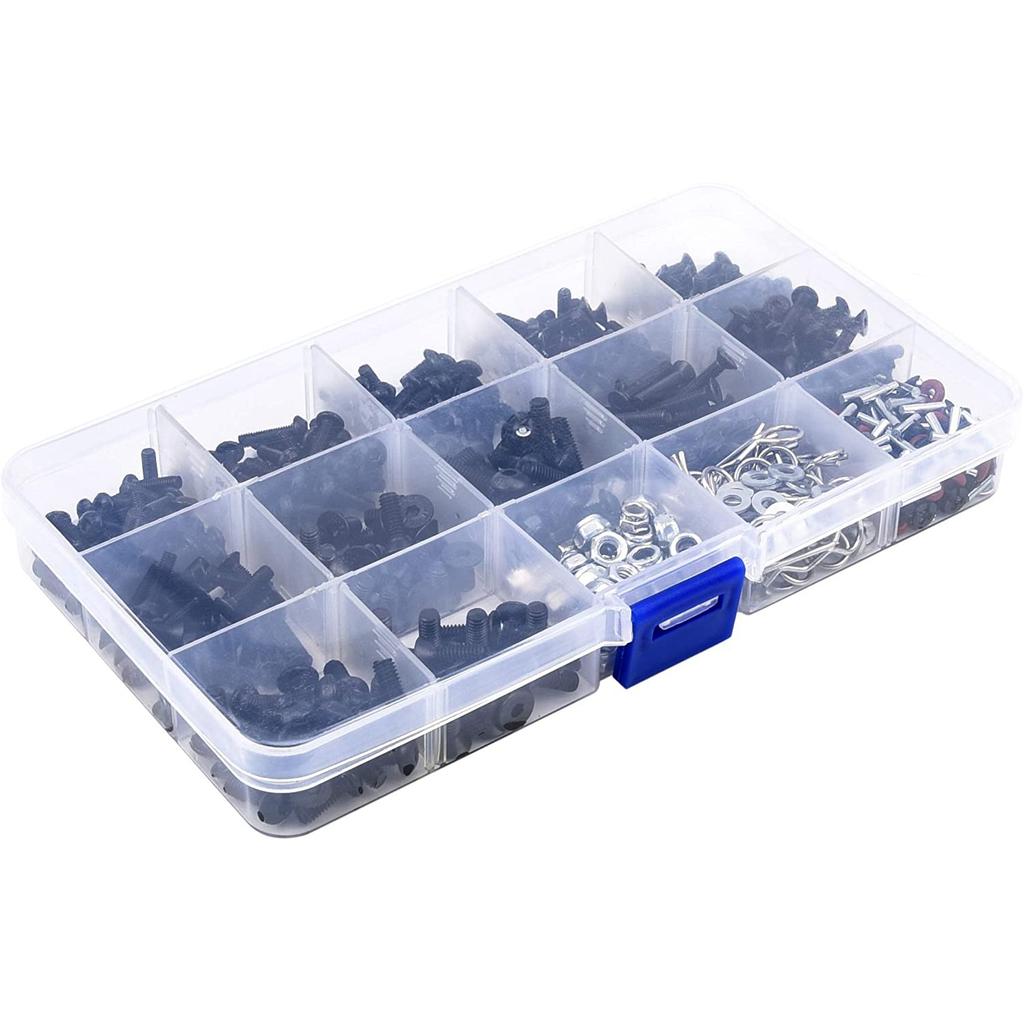 A78U 500PCS RC Car Screws Kit M3 Hex Screws Nut Shell Buckle RC Repair Tool Kit for 1/8 -1/16 Scale RC Cars