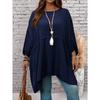 New Large Size Spring/Summer Loose Batman T-shirt Top Round Neck Fashion Casual Blouse Solid Color Irregular Elegant Shirts Loose Simple Long Tops