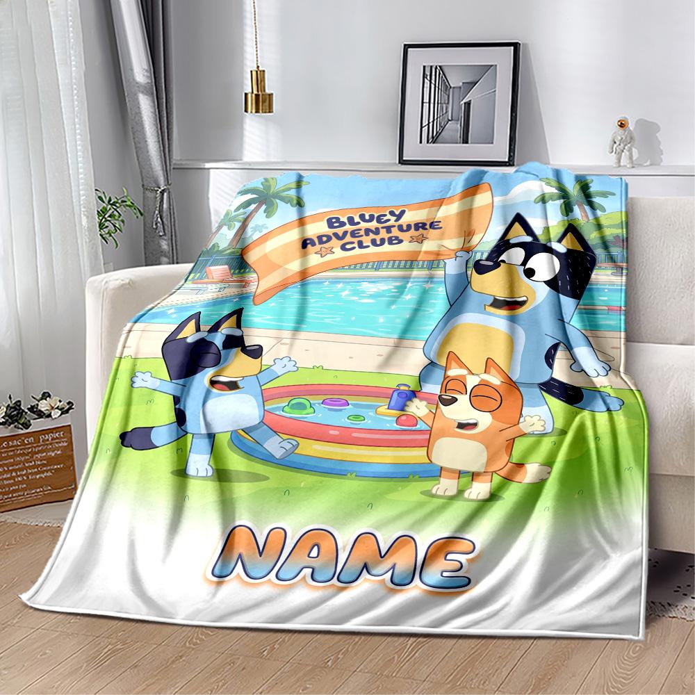 Beach Friends Adventure Personalized Name Blanket Multi-purpose Personalized Blanket Soft & Cozy Throw For Sofa Couch Office Chair Nap All-Season Use
