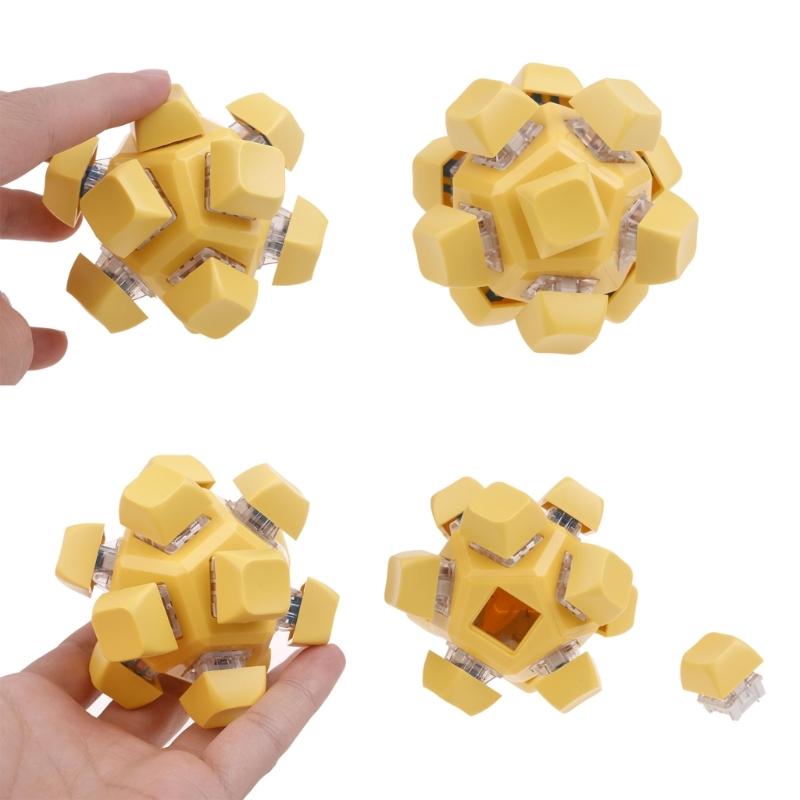 12 Sided RubiksCubes Mechanical Keyboard Switches Keychain Light Up Switches Tester Kit Decompression Relaxation Toys
