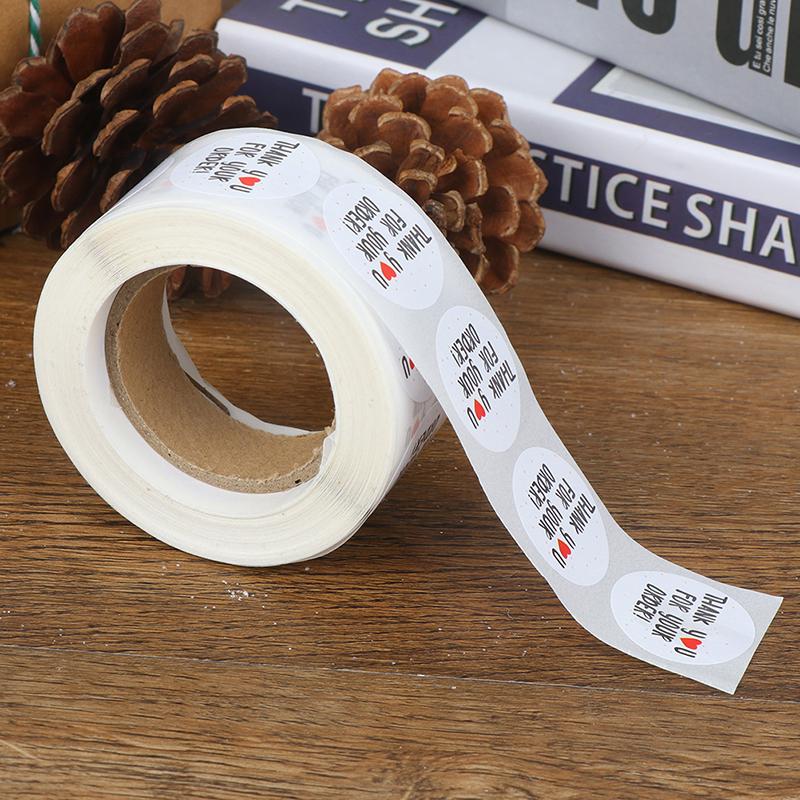 500Pcs/Roll Round Thank You For Your Order Sealing Stickers Gifts Bag Labels