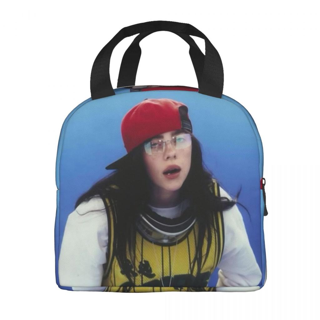 B-Billie-Girl E-eilish American Singer Insulated Lunch Bag Food Container Portable Thermal Cooler Lunch Boxes For School Office