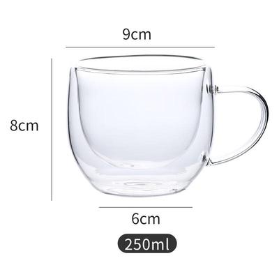 Double-Walled Borosilicate Glass Mugs with Handle (2-Pack)