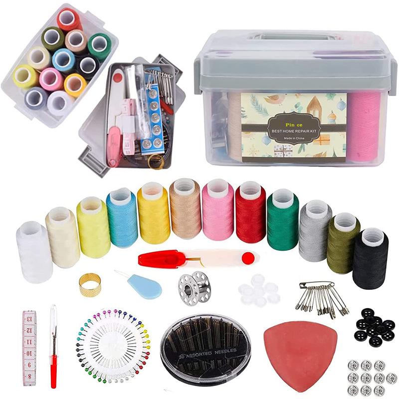 

130-Piece Portable Deluxe Sewing Kit for Dorms & Home серый