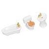 3Pcs Dollhouse Miniature Bathroom Set Ceramic Simulation Bathtub Toilet Sink 1/24 Dollhouse Bathroom Furniture Pure White