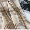Wollschal für Damen Herren Britischer Stil Tartan Karo Kaschmirschals mit Quaste Weiblich Winter Warm Nackenschal Schal