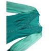 Women Elegant V Neck Beaded Mesh Long Sleeve Bodycon Banquet Evening Dress