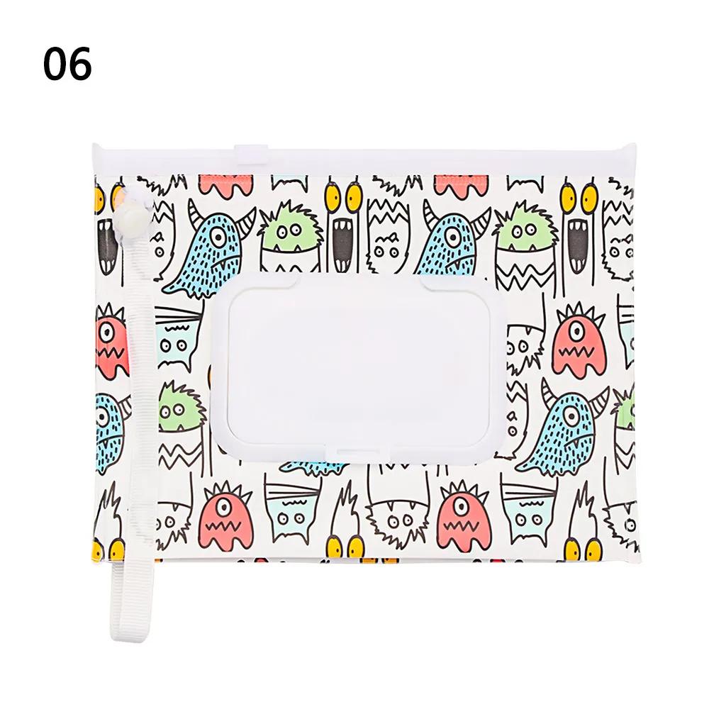 1PC Wet Wipes Bag Portable Flip Cover Snap-Strap Cosmetic Pouch Cute Baby Tissue Box Outdoor Cute Stroller Carrying Case Acces