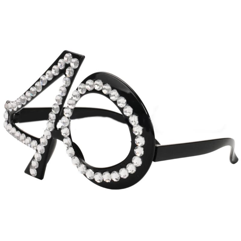 Number Crystal Frame Party Dress-up Glasses for Adults Birthday Christmas Party