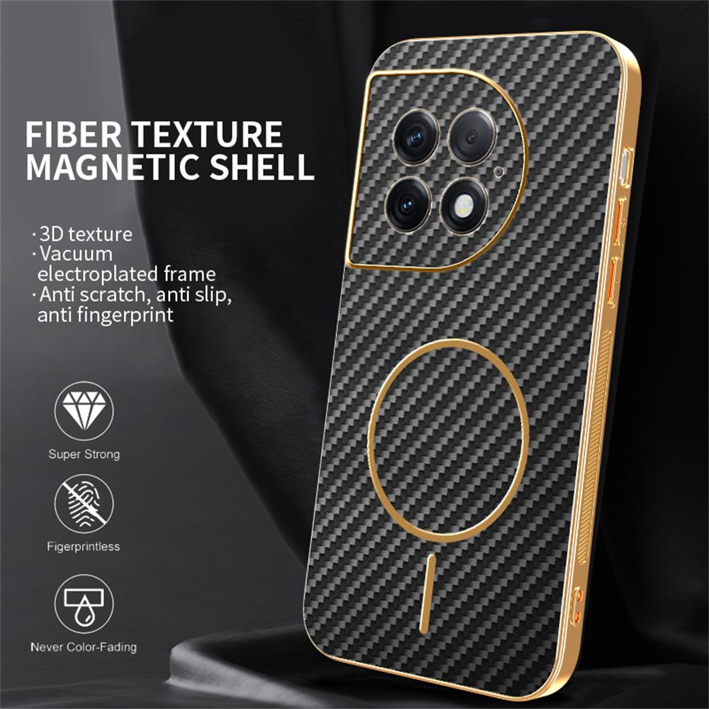 For OnePlus Ace 2 Pro 5G Phone Case Carbon Fiber Textured Electroplated TPU Back Cover
