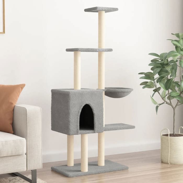VidaXL Arbre à chat avec griffoirs en sisal Gris clair 145 cm 172095