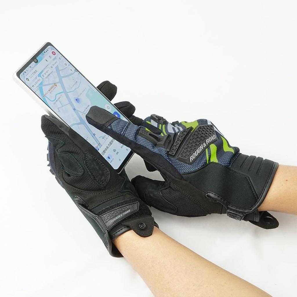 Motorcycle Trail Touring Scratch ROUGH&ROAD Gloves, Red, LL, RR8028SC-RD4