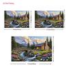 2D Serene Mountain Valley Cabin Backdrop for Scenic Party Decoration