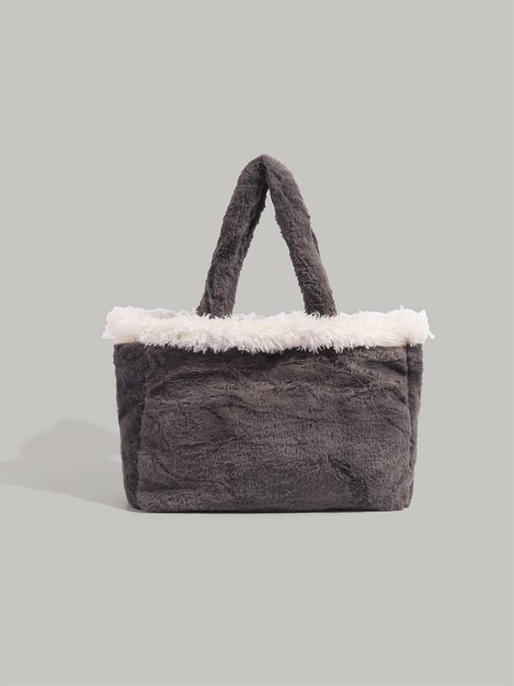 

Bag Women 2025 New Furry Tote Bag Large Capacity Mommy Bag Fashion Tote Bag Commuter Shoulder Bag Tide серый