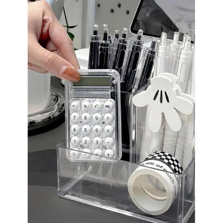 Mini Calculator 8-Digit LCD Display Transparent Portable Calculator for Students