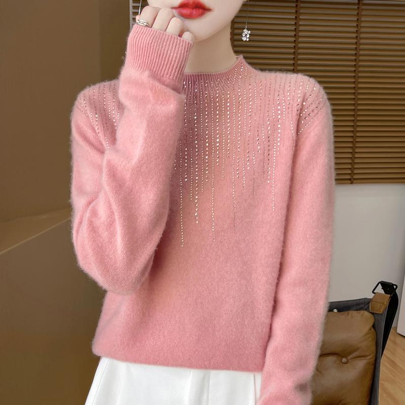 Women's Cashmere Sweater Qinghe Cashmere 30% Cashmere 70% Wool Autumn and Winter Pullover Warm and Fashionable