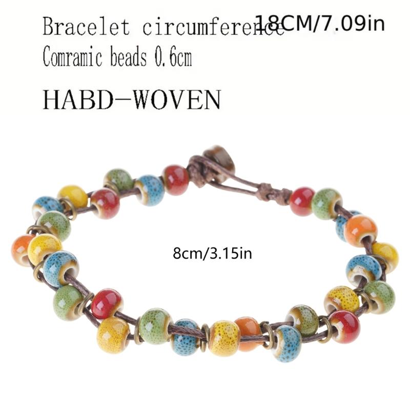Handmade Ceramic Colorful Bracelet Bohemian Style Handchain Handwoven Wristchain Fashion Accessory for Art Enthusiasts