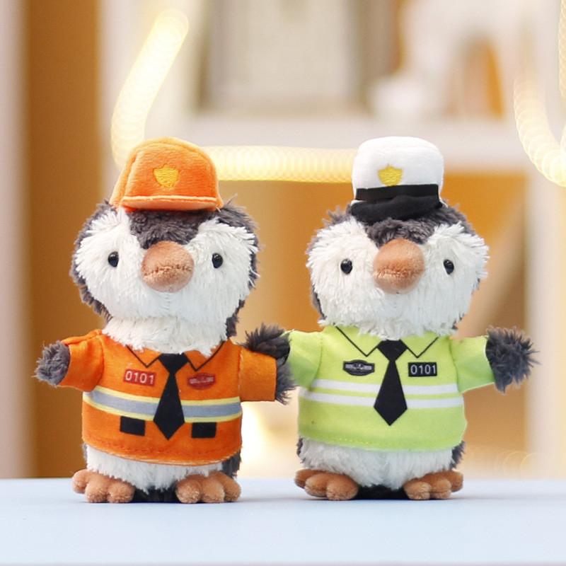 Cute Plush Toy Penguin Police Officer Doll Adorable Firefighter Penguin 14cm