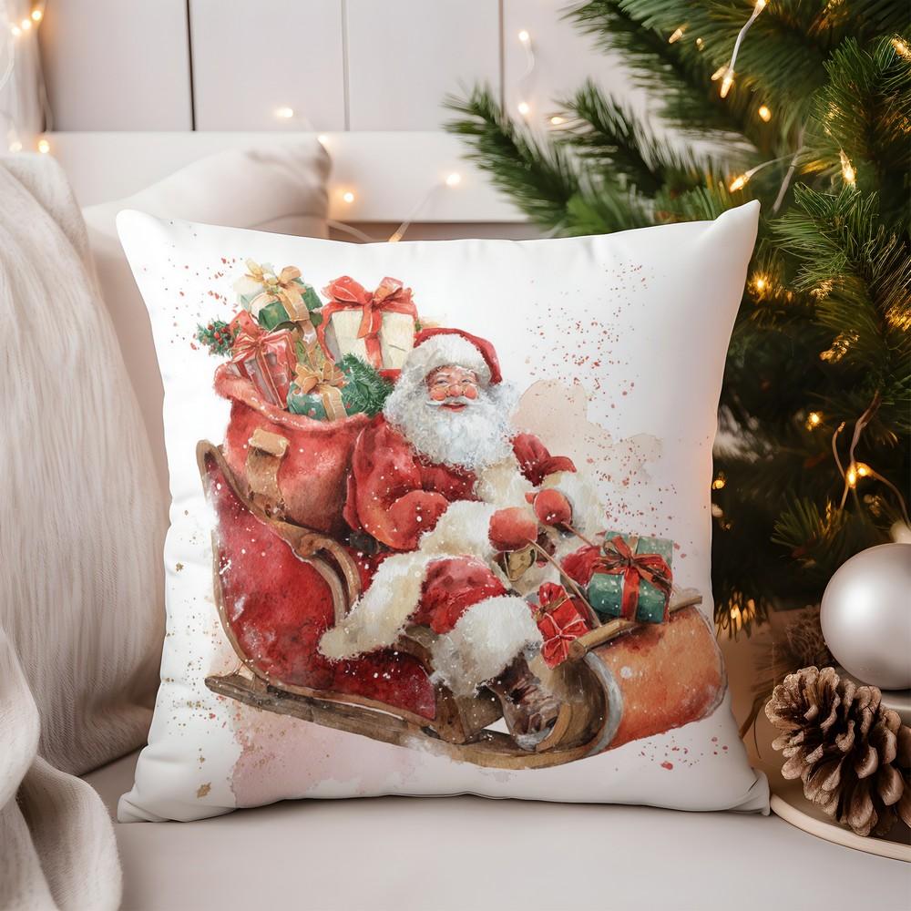Weihnachtsdekoration Weihnachtsmannschlitten mit Geschenken Weihnachtskissenmuster Kissenbezug Geeignet für Sofa Schlafzimmer Autokissenbezug