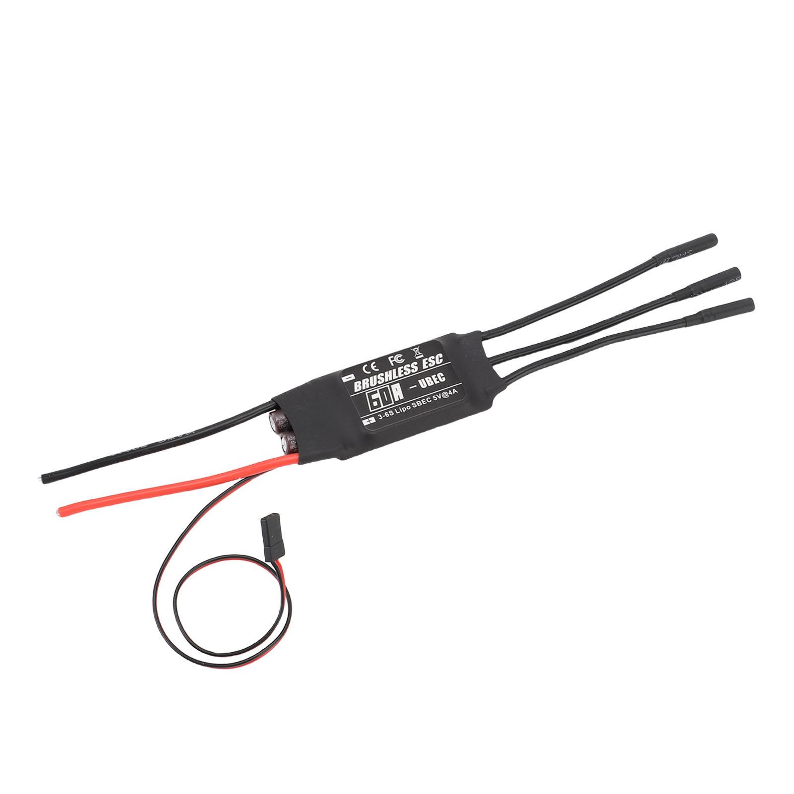 

60A Brushless ESC for 3 to 6S LiPo Battery RC Brushless Motor Electric Speed Controller for DIY RC Airplanes Drones Helicopter
