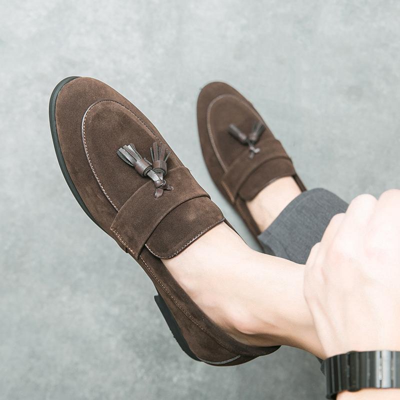 

Мужские мокасины, деловые туфли, замшевые туфли, кофейные, ретро, смокинги, свадебные пиджаки, туфли-седла, большой размер EU:46 коричневый