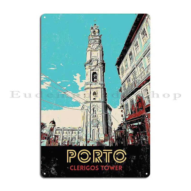 Porto Iconic Views D Luis Bridge Illustration PORTO PORTUGAL Metal Plaque Design Wall Mural Design Custom Pub Tin Sign Poster 20x30cm(7.8x11.8inch)