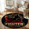 Rustic Round Abstract Multicolor Floor Rug, Non-Slip Floor Mat for Bedroom