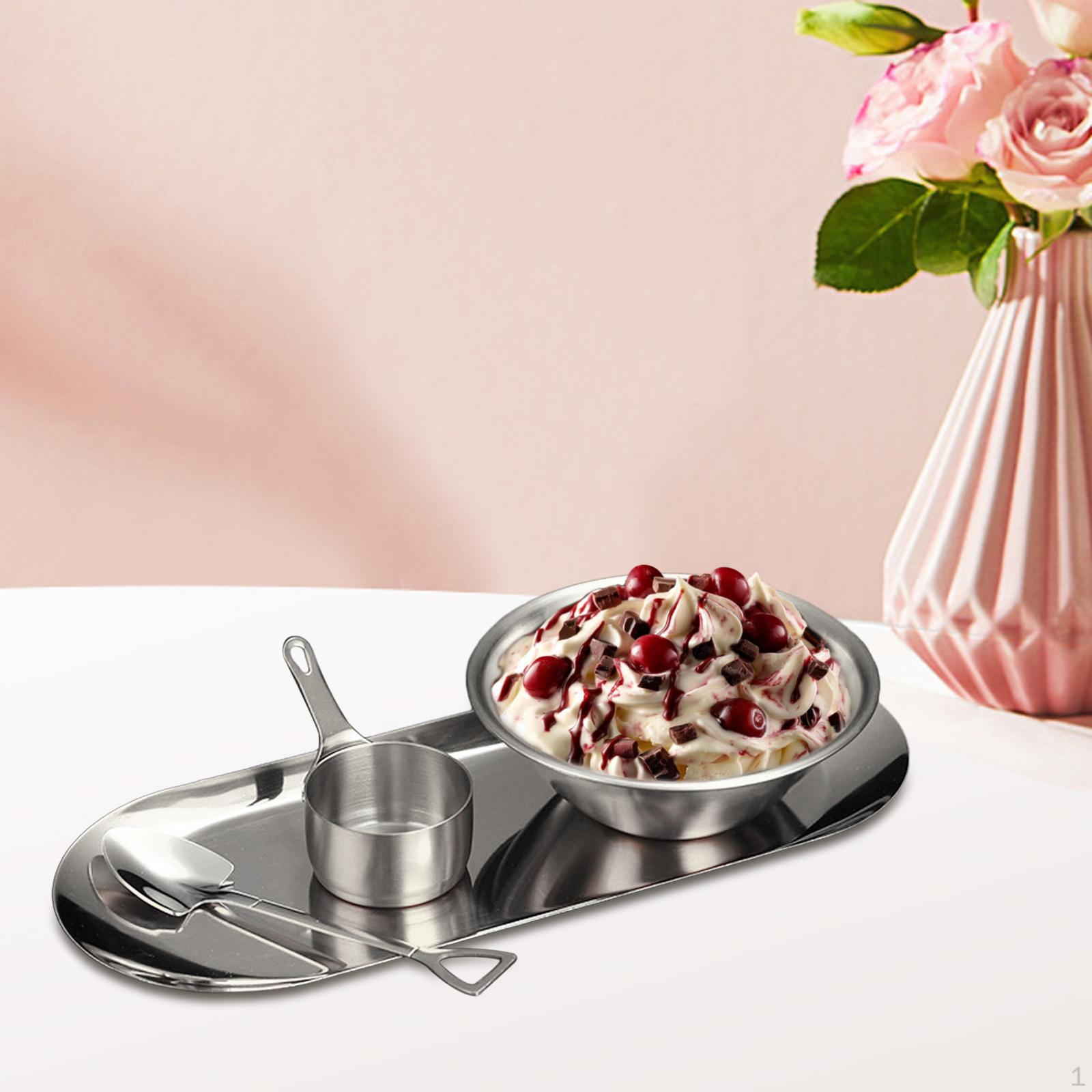

Элегантный набор десертных мисок из нержавеющей стали для столовой и кухни серебряный