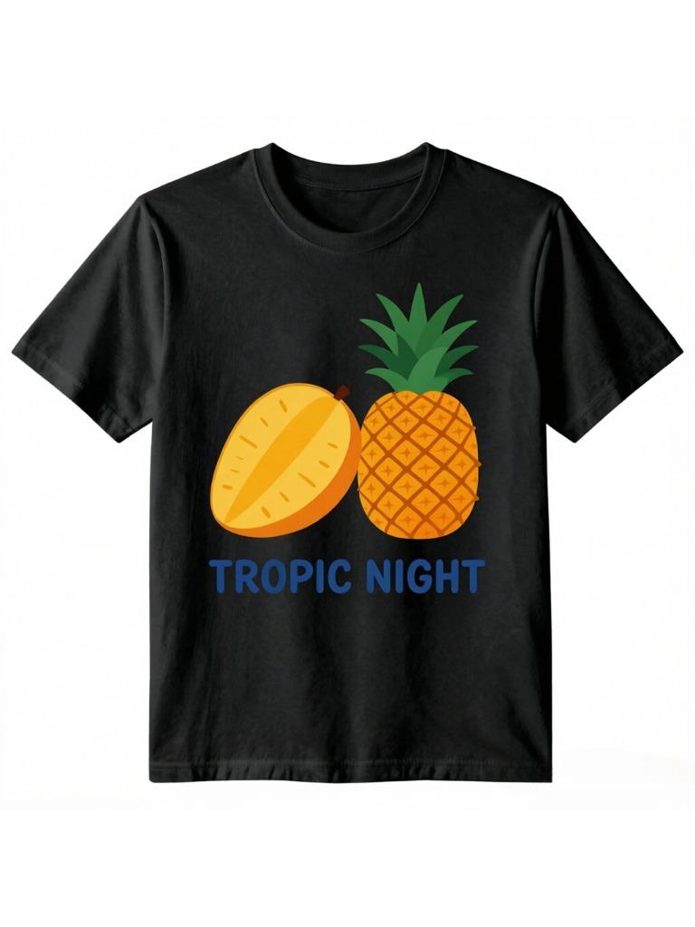 Unisex 100 Cotton Oversize T Shirt Tropic Night Pineapple Fruit Slice Print Summer Casual Short Sleeve Tee S