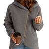 Women's Fleece Jacket Oblique Zip Up Long Sleeve Sherpa Coat Fuzzy Hooded Jacket
