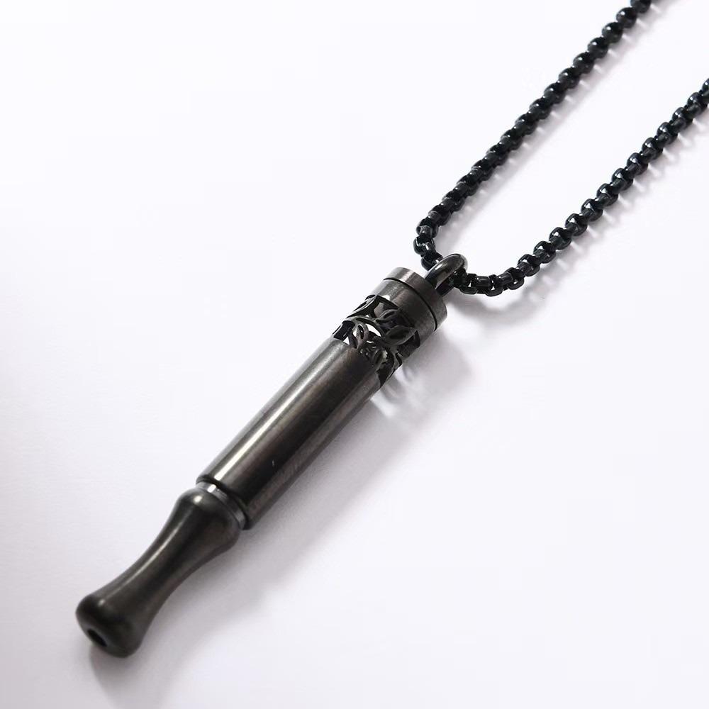 Mindfulness Training Whistle Necklace With Cotton Core Metal Relaxation Necklace Detachable Portable Decompression Necklace
