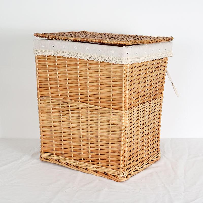 Woven Laundry Hamper With Lid Rectangular Storage Basket Bedroom Bathroom Modern Minimalist Home Organization