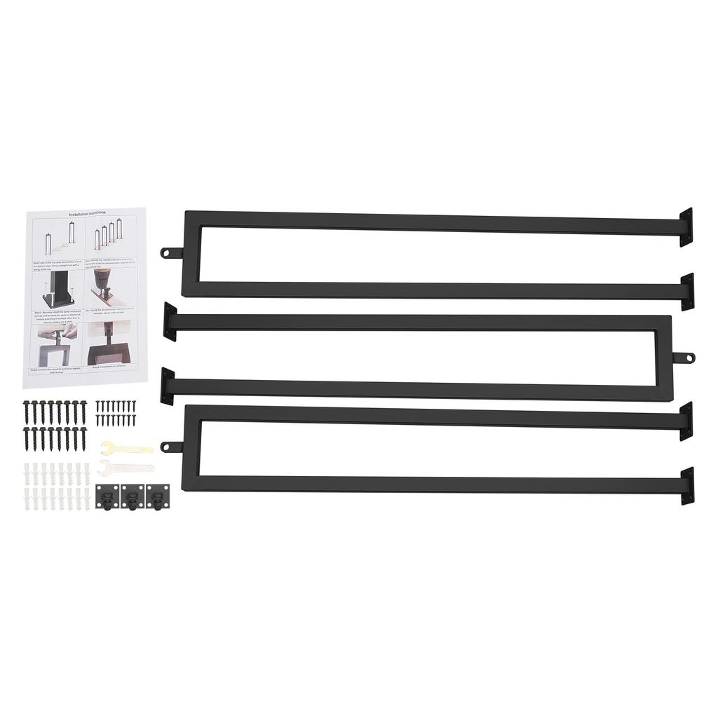 3PCS Stair Balusters, 36" U-Shaped Stairs Railing with Adjustable Top Bracket for Indoor Staircases