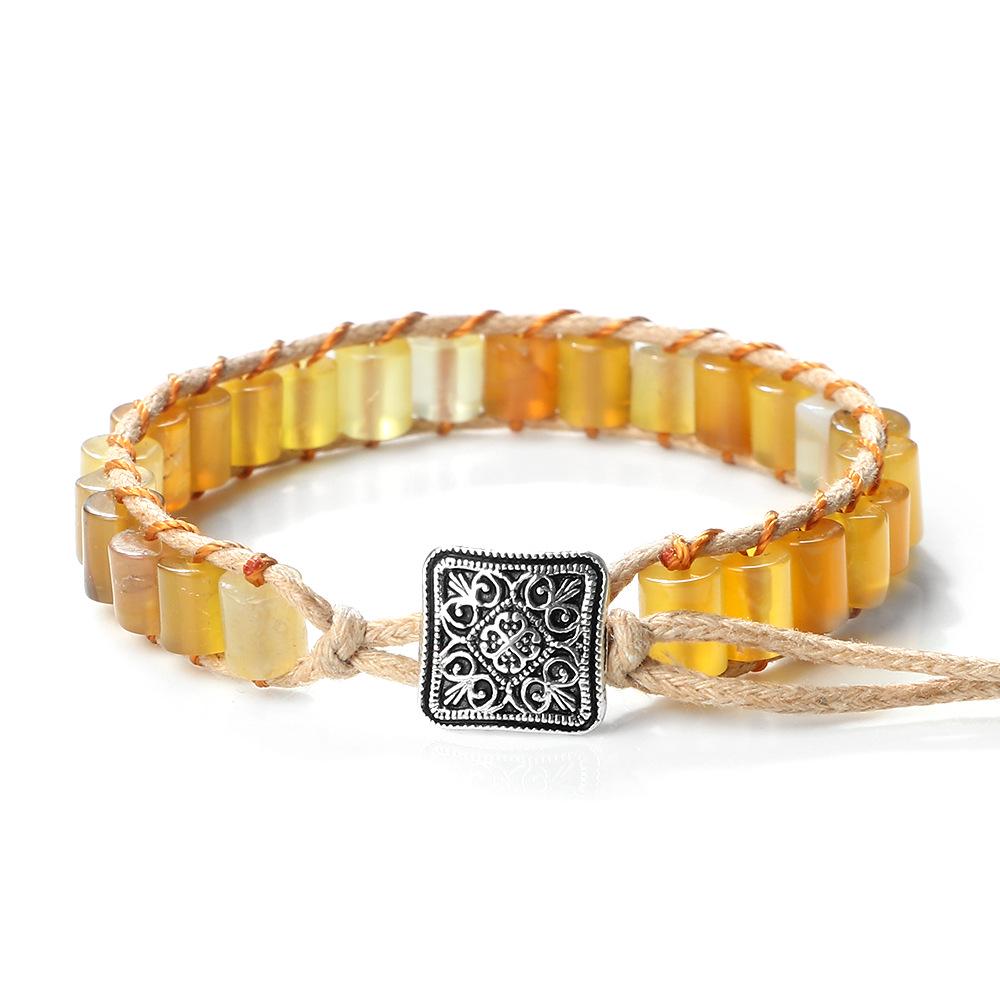 Retro Bohemian Handmade Woven Bracelet with Emperor Stone and 3D Beads