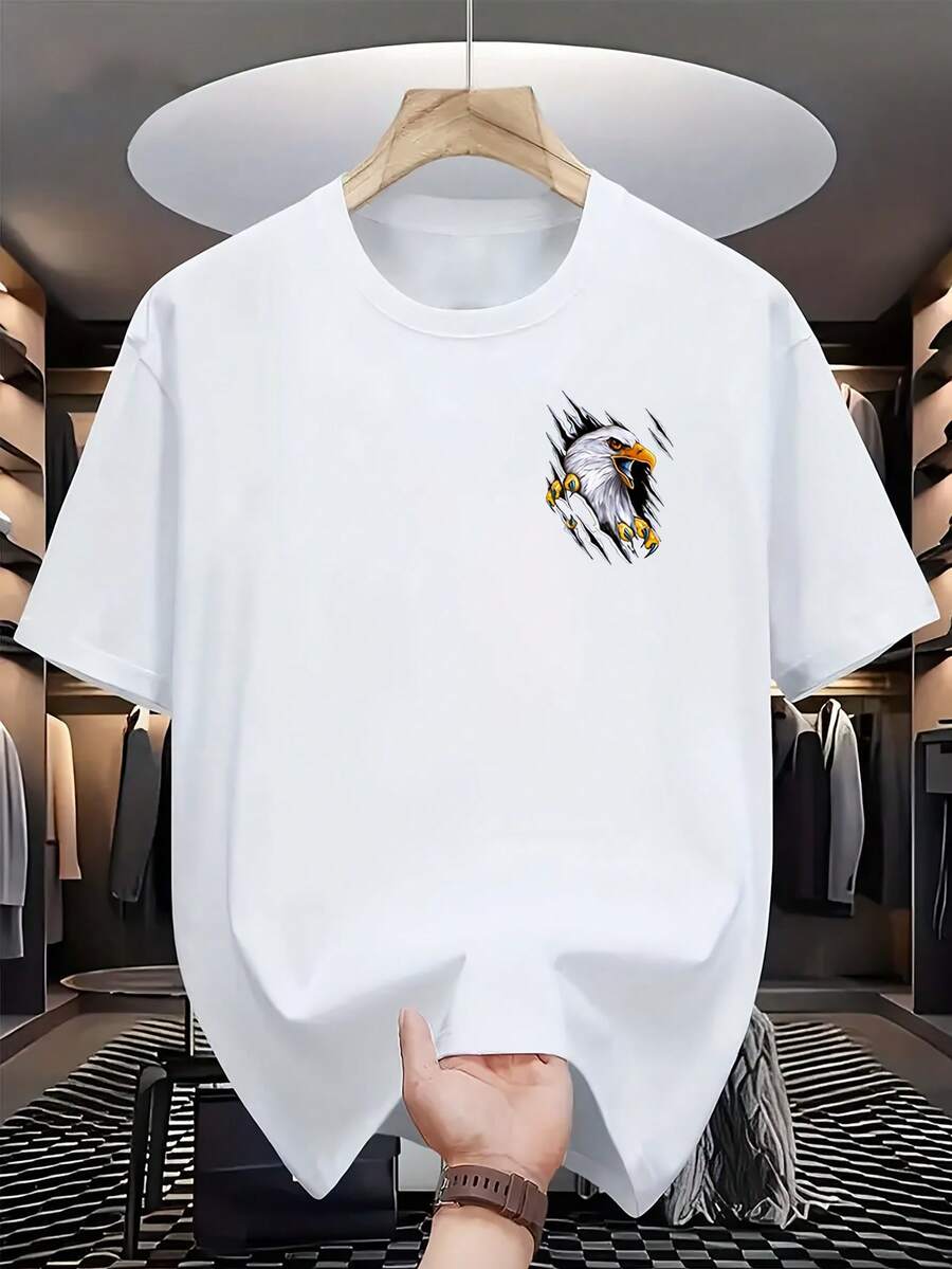 Unisex Retro Geometric Eagle Print T-Shirt S