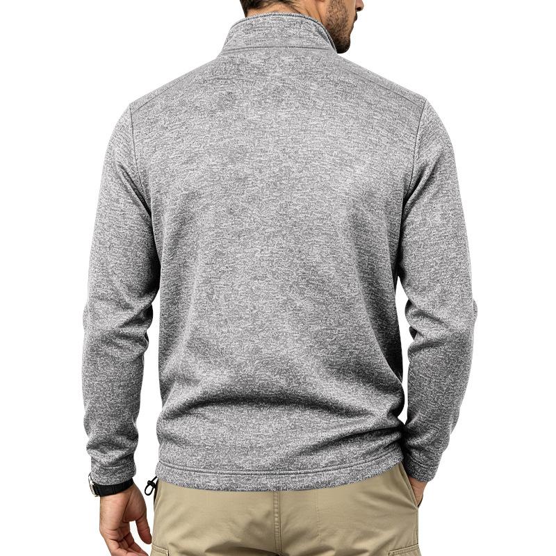 Men Casual Quarter Zip Fleece Sweatshirt Stand Collar Long Sleeve Pullover Outdoor Workout Daily Tops