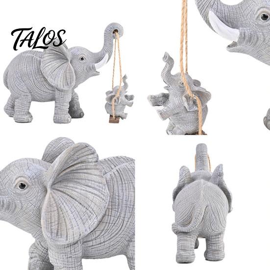 Elephant Ornament for Living Room Statue Resin Mother And Child Figurine Swing Art Piece Baby Sculpture Home Office Desktop Decor Lifelike