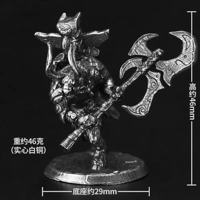 Metal Animal Tribe Warrior Miniature, Handmade White Copper Figure, Tabletop Game Piece, Collectible Desk Decor Gift for Men