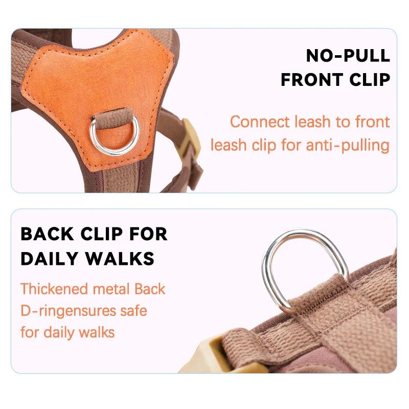 Adjustable Dog Harness Vest for Small Medium Dogs French Bulldog Chihuahua Puppy No Pull Pet Harness with Leash Set Reflective